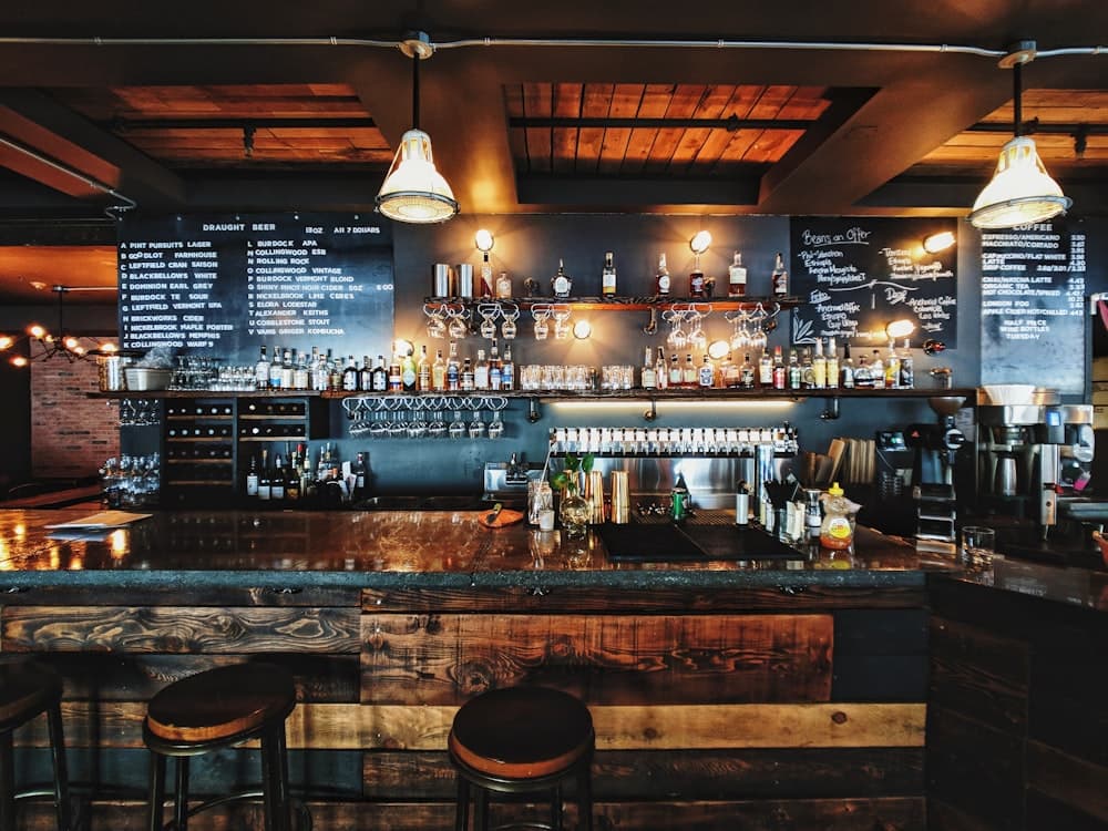 A restaurant bar before service.